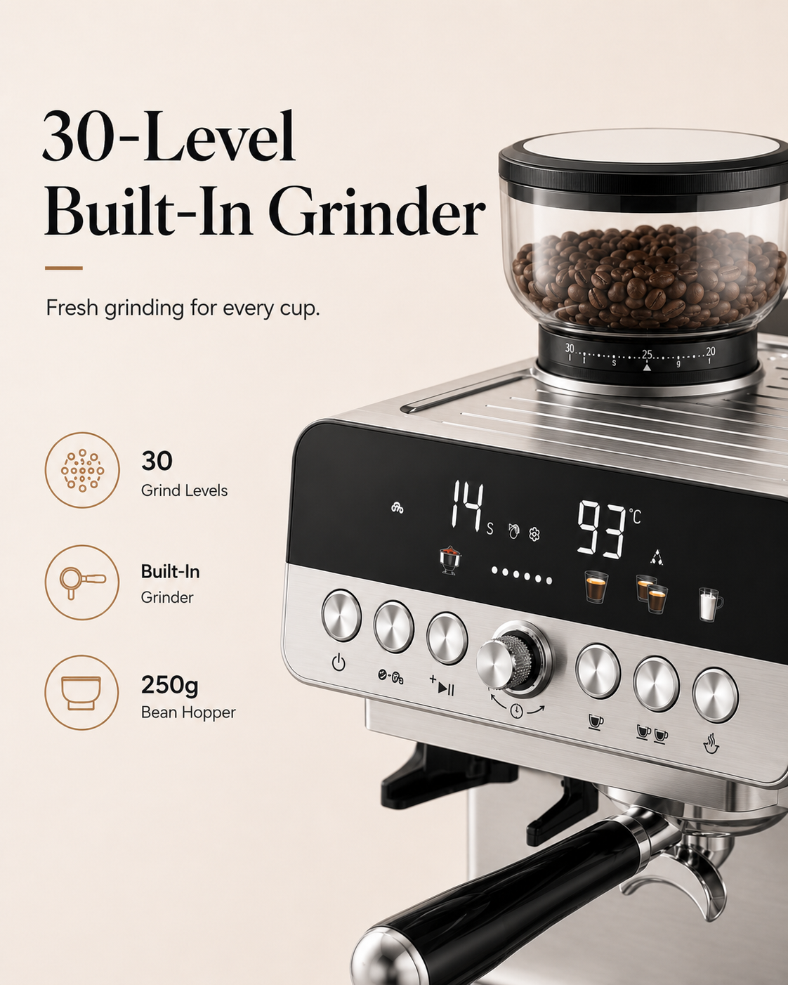 30 level built in grinder