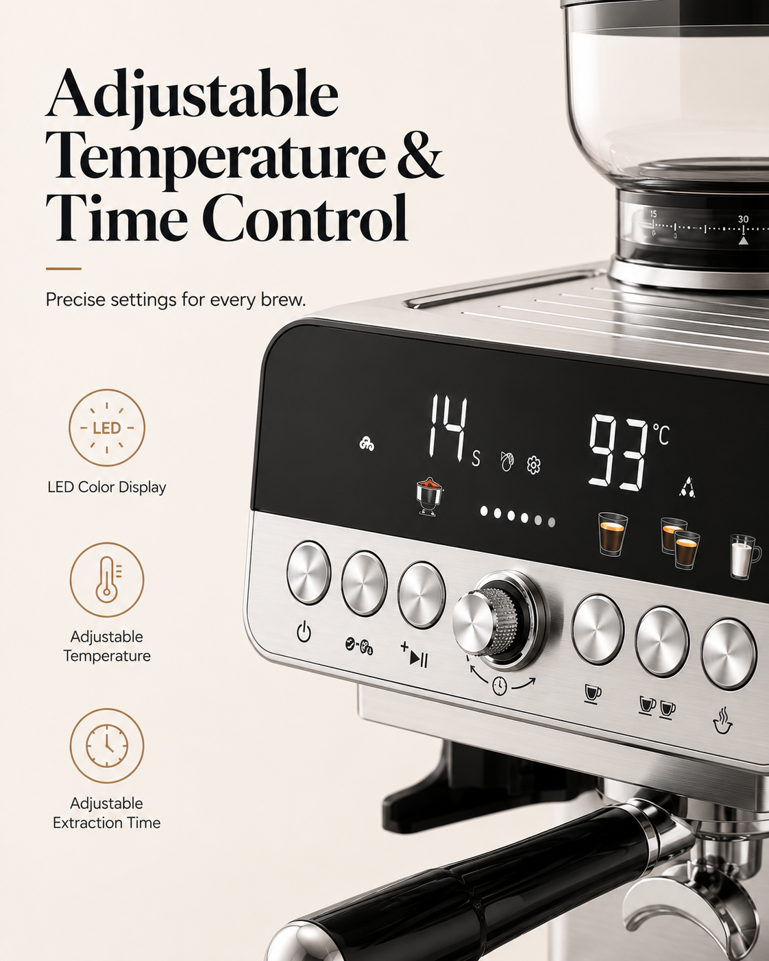 Adjustable temperature and time control