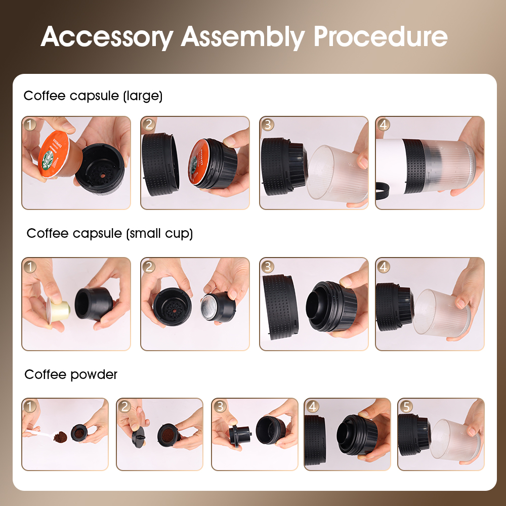 KF-JN-02 portable espresso machine capsule and ground coffee adapter assembly