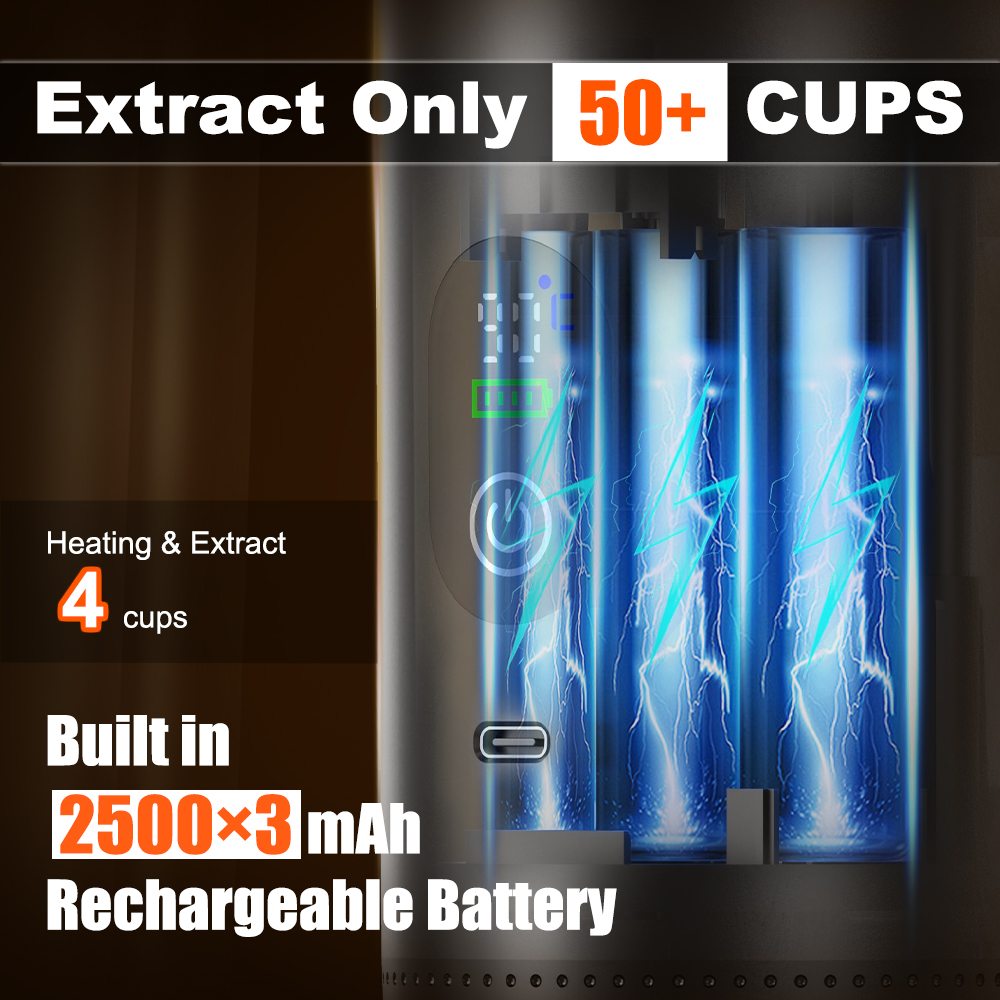KF-JN-02Pro+ rechargeable portable espresso maker with 7500mAh battery for heating and direct extraction