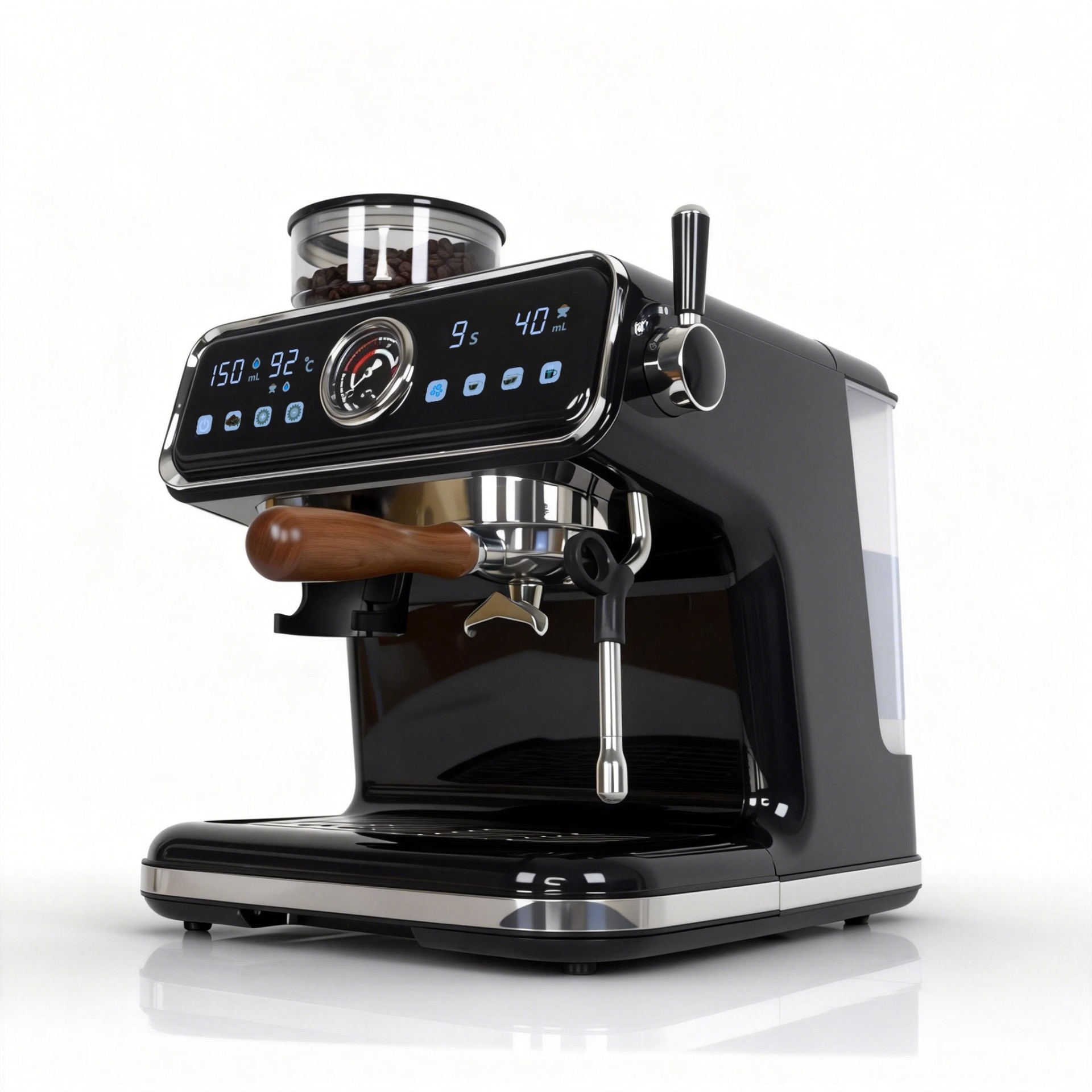 EM3724 professional espresso machine with grinder PID control and pressure gauge.jpg