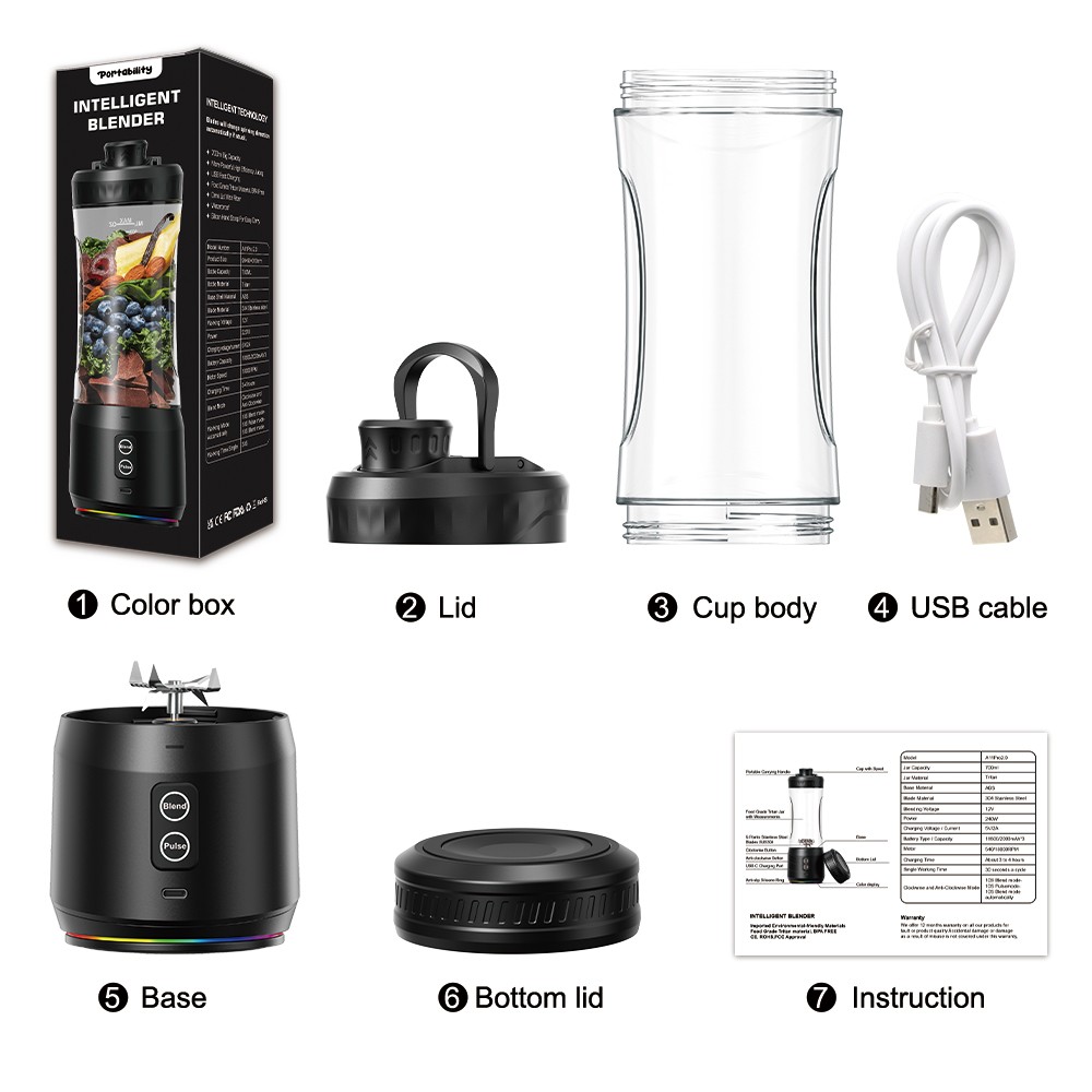 - A11-2.0 portable blender accessories including cup lid cleaning brush and charging cable.jpg