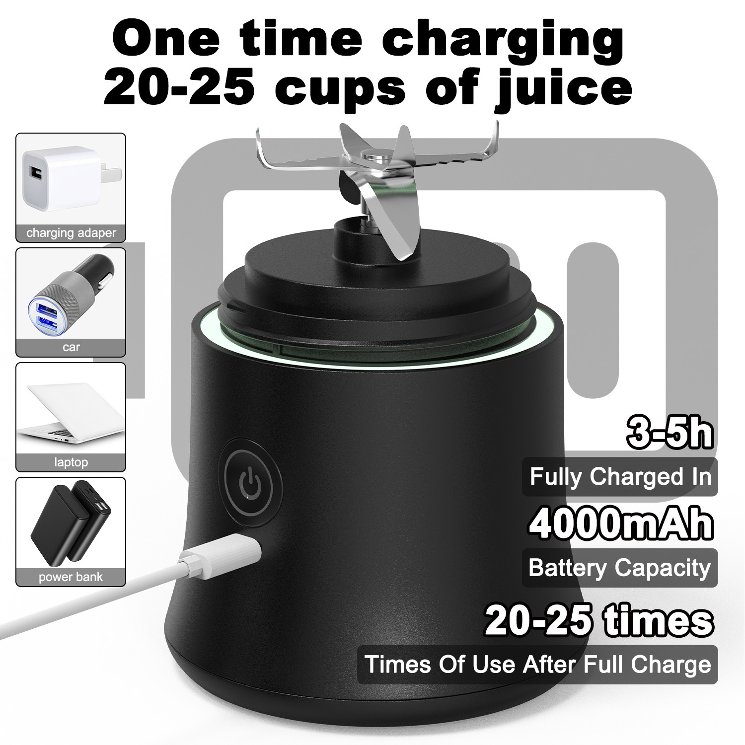 A9 portable blender with 4000mAh rechargeable battery and 20 to 25 blending cycles.jpg