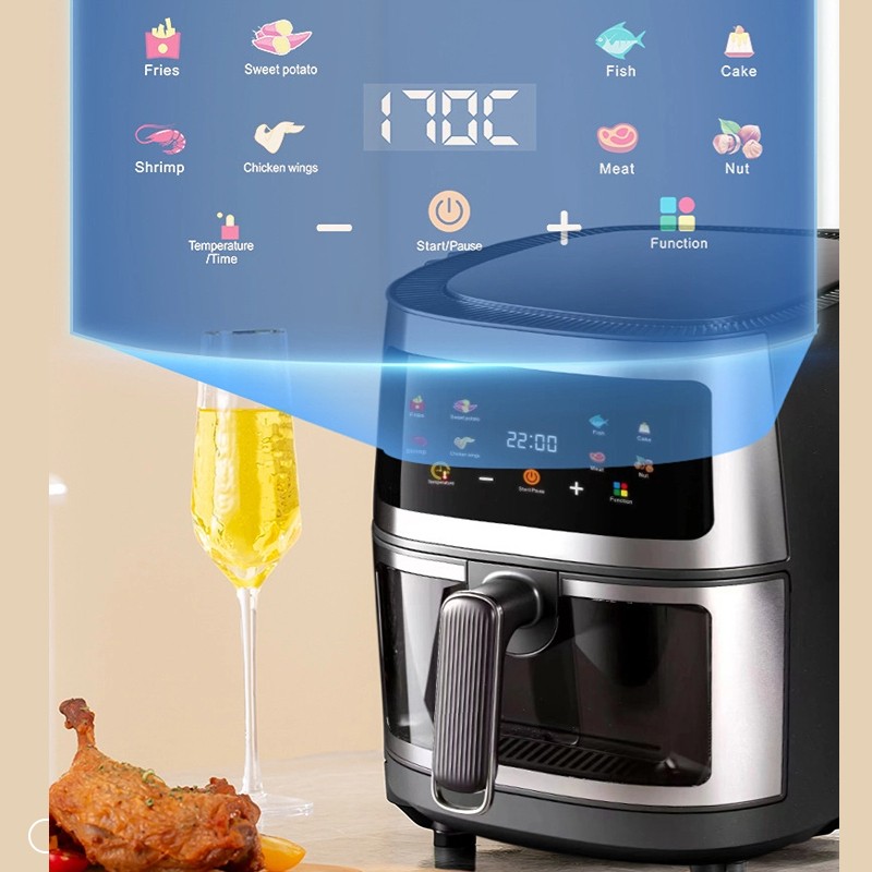 K-QF-605D digital air fryer with high definition touchscreen and preset cooking menus
